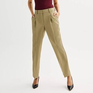 Nine West Women’s High Rise Straight Leg Trousers Khaki Dress Pants Size 14